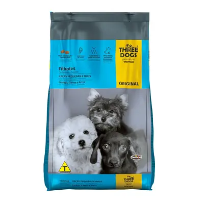 Ração Cães Three Dogs Original Filhotes Raças Pequenas e Mini 3kg