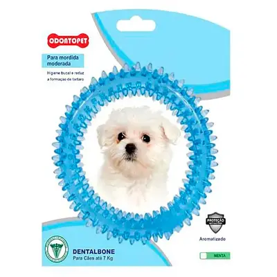 Brinquedo Mordedor Dental Argola Azul Cães Até 7kg Odontopet