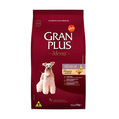 Ração GranPlus Menu Para Cães Sênior Sabor Frango e Arroz