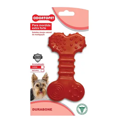 Brinquedo Mordedor Durabone Flat Cães Até 7kg Sabor Carne Odontopet