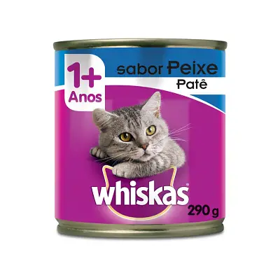 Ração Úmida Whiskas Gatos Adultos Patê Peixe Lata 290g