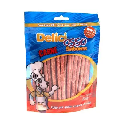 Osso Cães Delicioso Palito Fino Carne 200g
