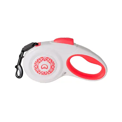 Guia Amicus Star Flex Branco e Vermelho para Cães