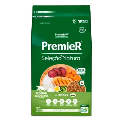 Ração Premier Seleção Natural Cães Filhotes Raças Pequenas Frango 1kg