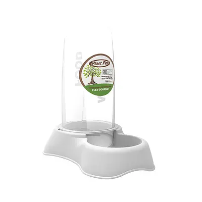 Comedouro ou Bebedouro Plast Pet Flex Gourmet Eco Cinza para Cães e Gatos