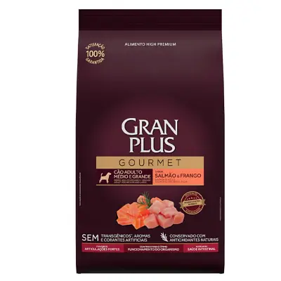 Ração Gran Plus Gourmet Cães Adultos Porte Médio e Grande Salmão e Frango 10,1kg