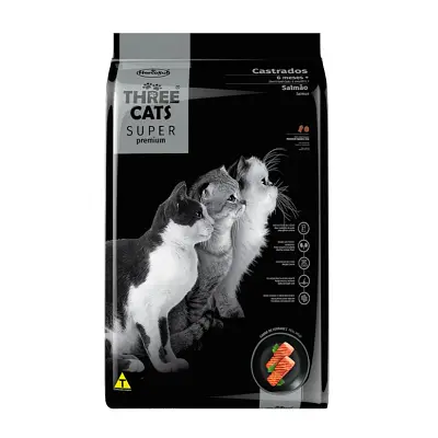 Ração Gatos Three Cats Super Castrados Salmão 10,1kg