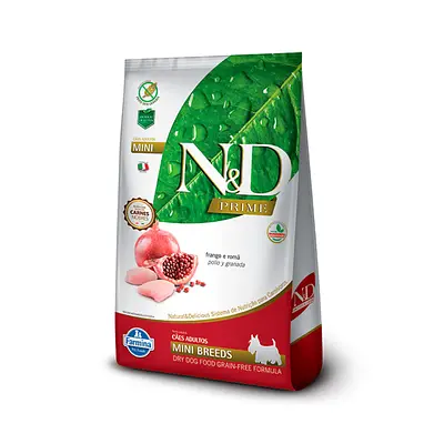 Ração N&D Prime para Cães Adultos de Raças Pequenas Sabor Frango e Romã