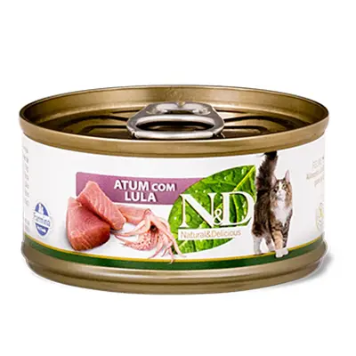 Ração Úmida N&D Gatos Atum Com Lula 70g