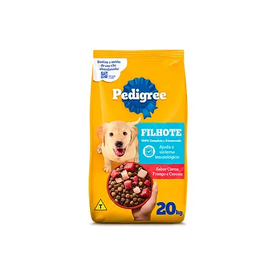 Ração Pedigree para Cães Filhotes de Porte Médio e Grande Sabor Carne, Frango e Cereais