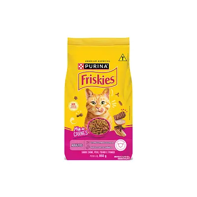 Ração Friskies Mix de Carne para Gatos Adultos Sabor Carne, Peru, Fígado e Frango