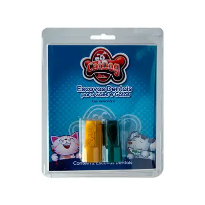 Kit Dental CatDog Para Cães e Gatos com 2 Dedeiras - Cores Sortidas