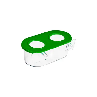 Comedouro para Pássaros 2 Furos Cristal Com Gancho Jel Plast