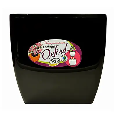Vaso Okla Oxford Quadrado Preto para Jardim
