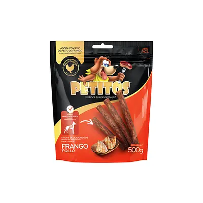 Snack Petitos Para Cães Sticks Sabor Frango