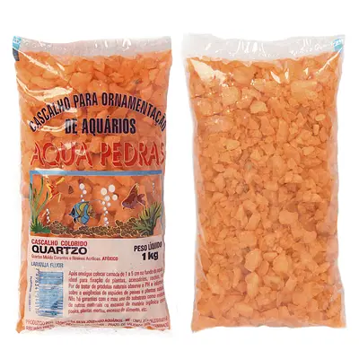Substrato Para Aquários Aqua Pedras Cascalho de Quartzo Natural N02 Laranja Fluorescente