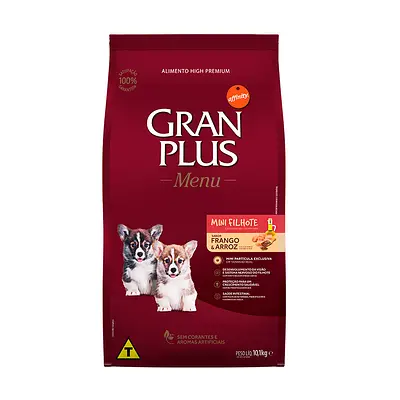 Ração GranPlus Menu Para Cães Filhotes de Porte Mini Sabor Frango e Arroz
