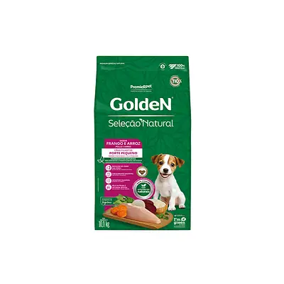 Ração Golden Seleção Natural Mini Bits para Cães Filhotes de Porte Pequeno Sabor Frango e Arroz
