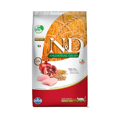 Ração Farmina N&D Ancestral Grain para Gatos Adultos Sabor Frango e Romã