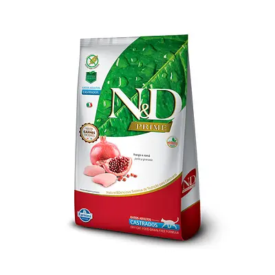 Ração Farmina N&D Prime para Gatos Castrados Sabor Frango e Romã