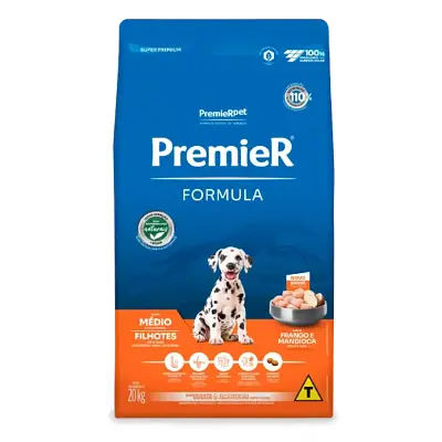 Ração Premier Fórmula Cães Filhotes Raças Médias Frango 20kg