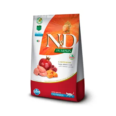 Ração Pumpkin N&D para Gatos Adultos Castrados Sabor Frango