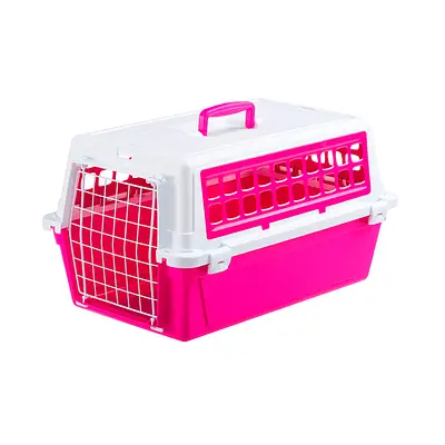 Caixa de Transporte Atlas Trendy Ferplast para Cães e Gatos Rosa - Tam 10