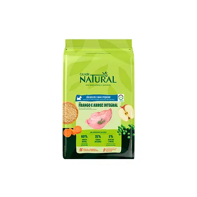 Ração Guabi Natural para Cães Adultos de Porte Mini e Pequeno Sabor Frango e Arroz Integral