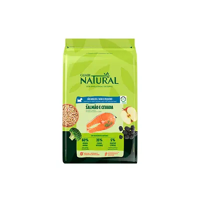 Ração Guabi Natural para Cães Adultos de Porte Mini e Pequeno Sabor Salmão e Cevada