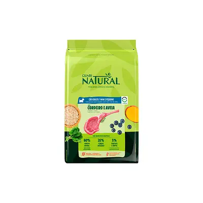 Ração Guabi Natural para Cães Adultos de Porte Mini e Pequeno Sabor Cordeiro e Aveia