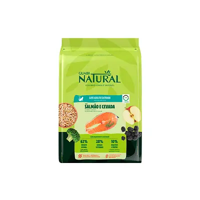 Ração Guabi Natural para Gatos Adultos Castrados Sabor Salmão e Cevada