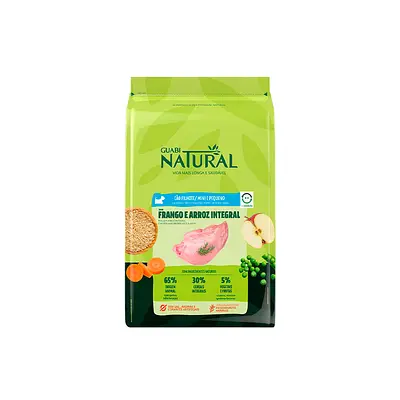 Ração Guabi Natural para Cães Filhotes de Porte Mini e Pequeno Sabor Frango e Arroz Integral
