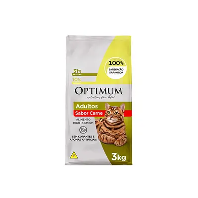 Ração Optimum para Gatos Adultos 1+ anos sabor Carne
