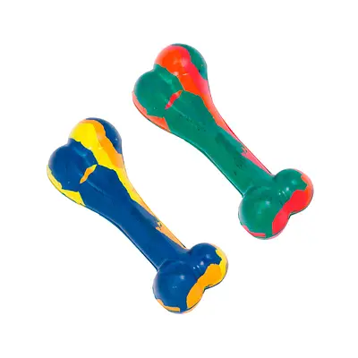 Brinquedo LCM Osso Médio de Borracha para Cães - Cores Sortidas