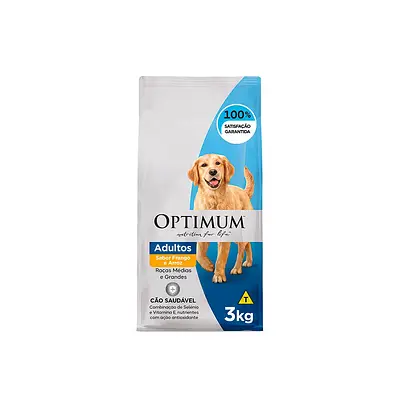 Ração Optimum para Cães Adultos de Raças Médias e Grandes 1+ anos Frango e Arroz - 3kg