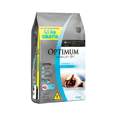 Ração Optimum para Gatos Adultos Castrados Sabor Carne