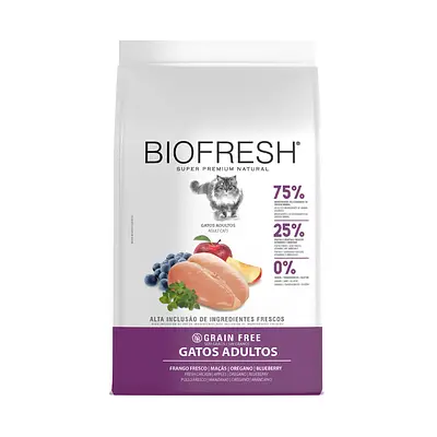 Ração Biofresh para Gatos Adultos Sabor Frango, Maçã, Orégano e Blueberry