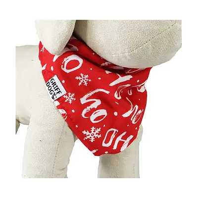 Bandana Griff Dog de Natal Ho Ho para Cães Vermelha