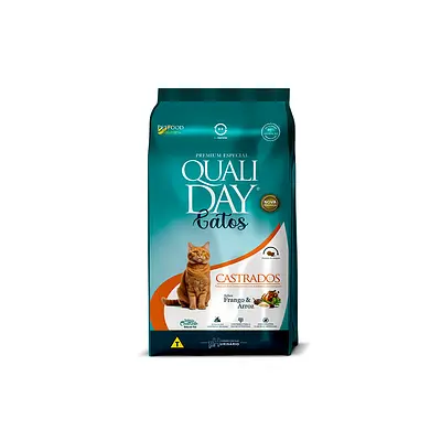 Ração Qualiday para Gatos Adultos Castrados Sabor Frango