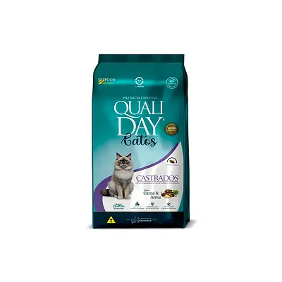 Ração Qualiday para Gatos Adultos Castrados Sabor Carne