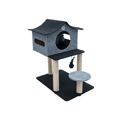 Brinquedo Arranhador São Pet Casa de Cuco Cinza para Gatos