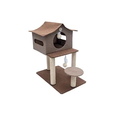 Brinquedo Arranhador São Pet Casa de Cuco Marrom para Gatos