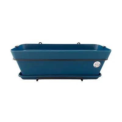 Jardineira com Prato e Suporte Okla Bari Azul Cobalt para Jardim