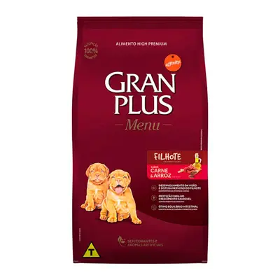Ração Gran Plus Menu Cães Filhotes Porte Médio e Grande Carne e Arroz 3kg