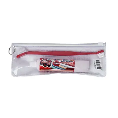Conjunto de Higiene Dental Cat Dog Creme Dental Morango e Escova de Cabo Longo - Cores Sortidas