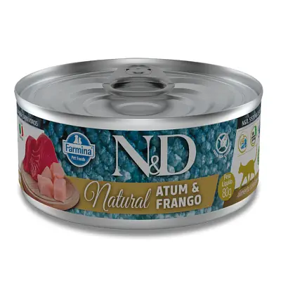 Ração Úmida N&D Natural Gatos Atum e Frango 80g