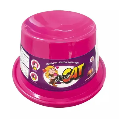 Comedouro Gatos Furacão Pet Plástico Super Cat Anti Formiga Rosa 200ml