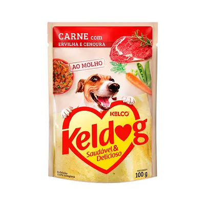 Ração Úmida Keldog Sachê para Cães Sabor Carne com Ervilha e Cenoura 100g