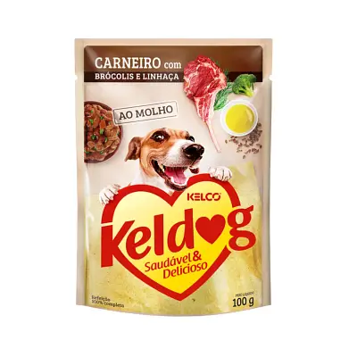 Ração Úmida Keldog Sachê Carneiro, Brócolis e Linhaça 100g