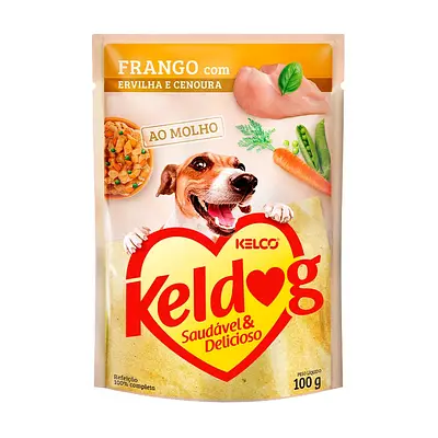 Ração Úmida Keldog Sachê Frango, Ervilha e Cenoura 100g